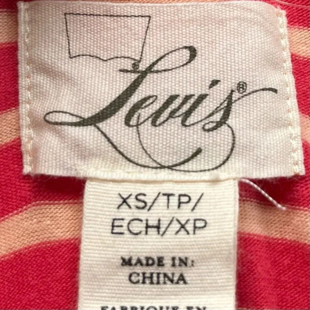 Levi's Dress Size XS A-Line Mini Striped Scoop Neck Short Sleeve Cotton Orange - Picture 8 of 13
